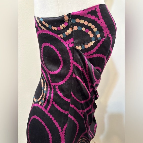 TRINA TURK Purple One Shoulder Silk Mini Dress with Dot Pattern + Fringe EUC - Picture 6 of 8